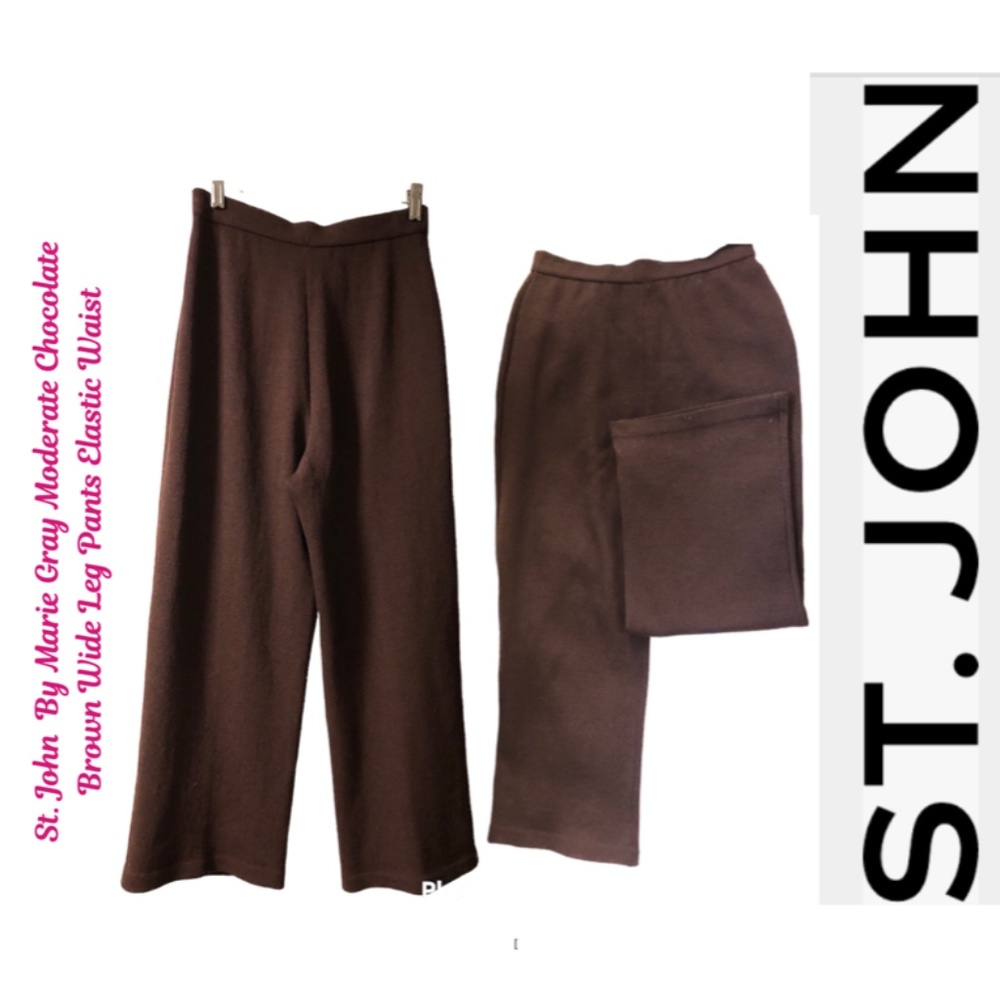 St. John Chocolate Brown Moderate Wide Leg Knit Pants
